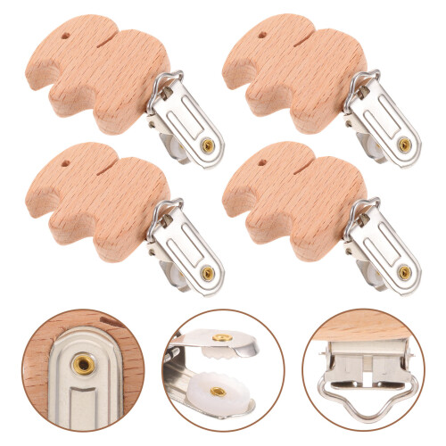 4Pcs Wooden Pacifier Clips For Teething Babies 1