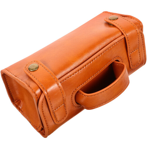 3Pièces Étui Rigide Rasoir Marron PU Cuir Pratique Et Élégant 2