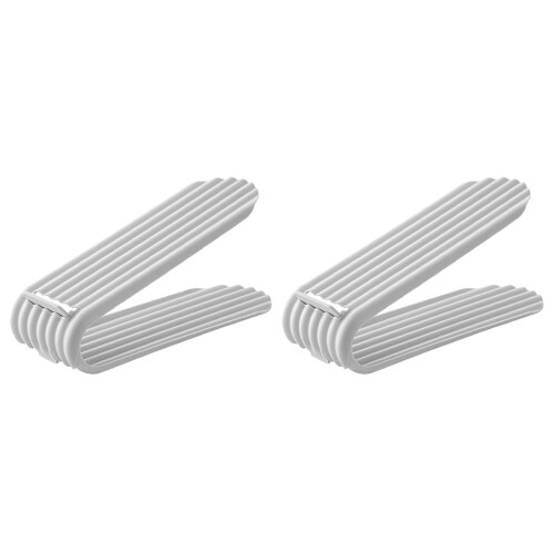 2Pcs Space Saving Shoe Storage Rack Double Bracket For Home Shop Grey