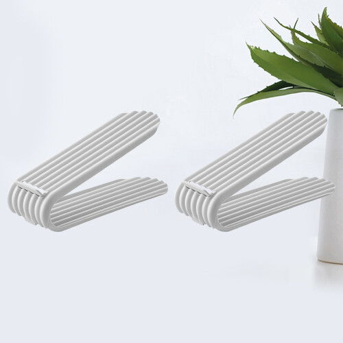 2Pcs Space Saving Shoe Storage Rack Double Bracket For Home Shop Grey 2