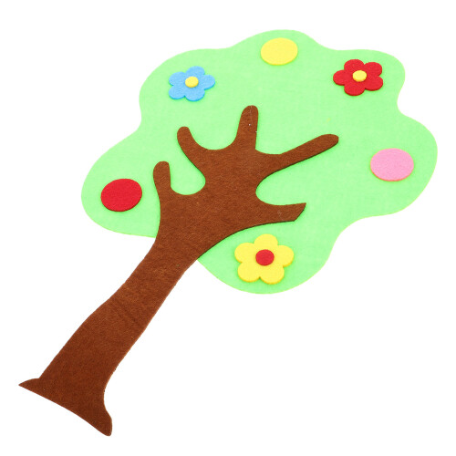 4Pcs Fall Classroom Tree Stickers Green Nonwoven Bulletin Board Set 1