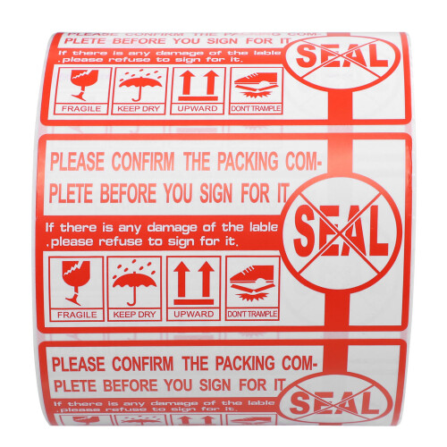 1 Roll Handle With Care Warning Shipping Label Fragile Sticker