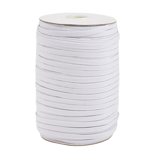 1 Roll 91M Flat Elastic Polyester Ribbon 12Mm White For Masks And Clothing