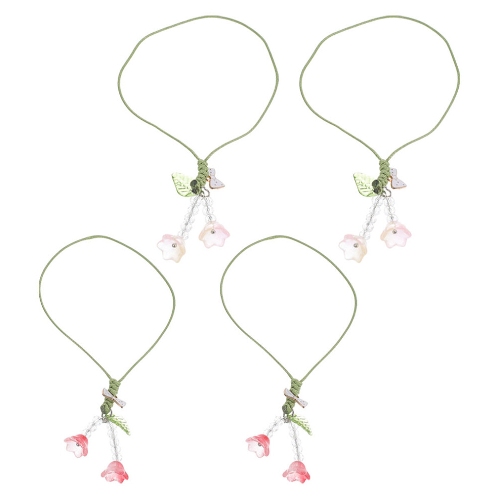 4Pcs Tulip Keychain Flower Phone Charm With Alloy Bow For Cell Phone 3361332408696