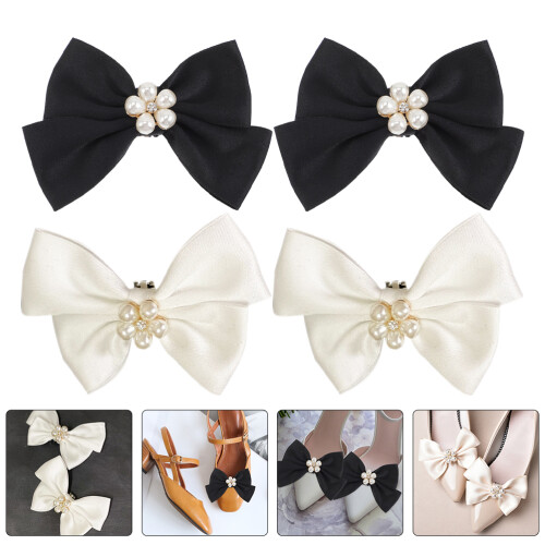 2 Pairs Shoe Clips With Imitation Pearls For Wedding Decor 2