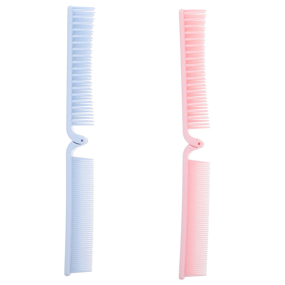 Inoomp 3Pcs Plastic Straight Hair Comb Portable Folding V-Shaped Travel Comb