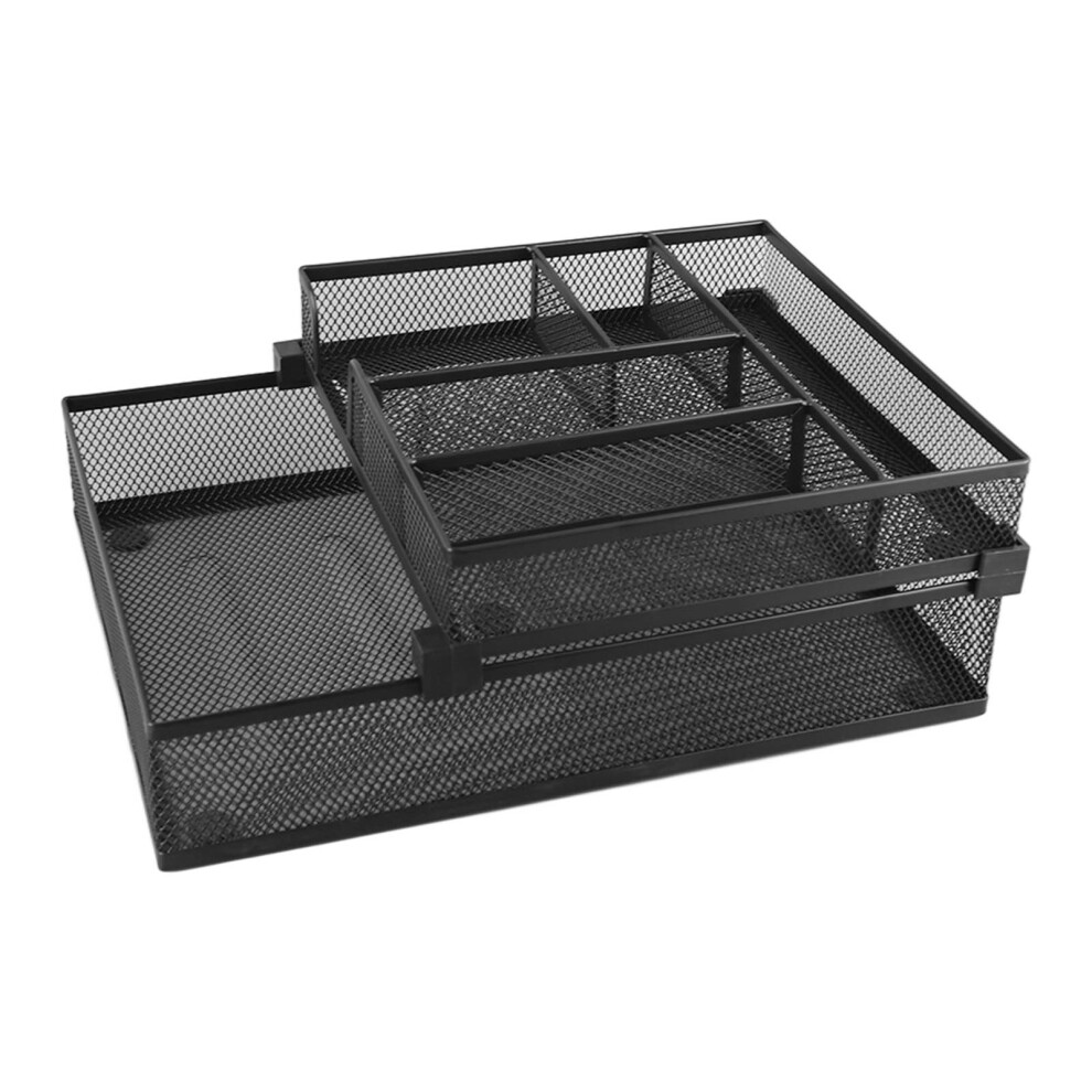 2-Tier Metal Mesh Paper Tray, Double Layer, Detachable Office Storage-image-OPC-PKXDCS9-NEW