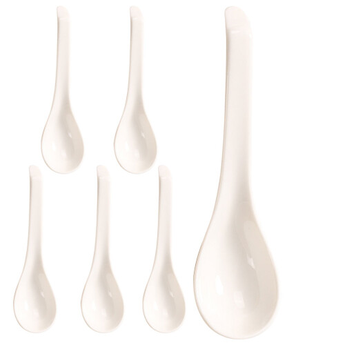 6Pcs Ceramic Spoons For Rice And Soup Kitchen Utensils