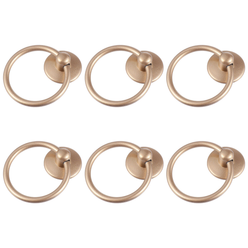 6Pcs Golden Round Door Knocker Ring Handles Zinc Alloy For Cabinet 3361332444755