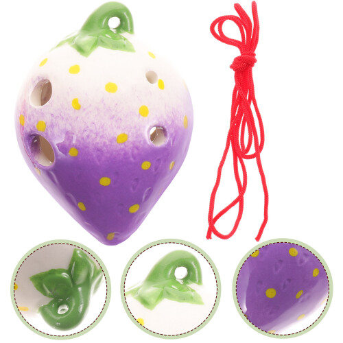 One Set Ceramic 6 Hole Strawberry Shaped Ocarina For Kids Practice 1
