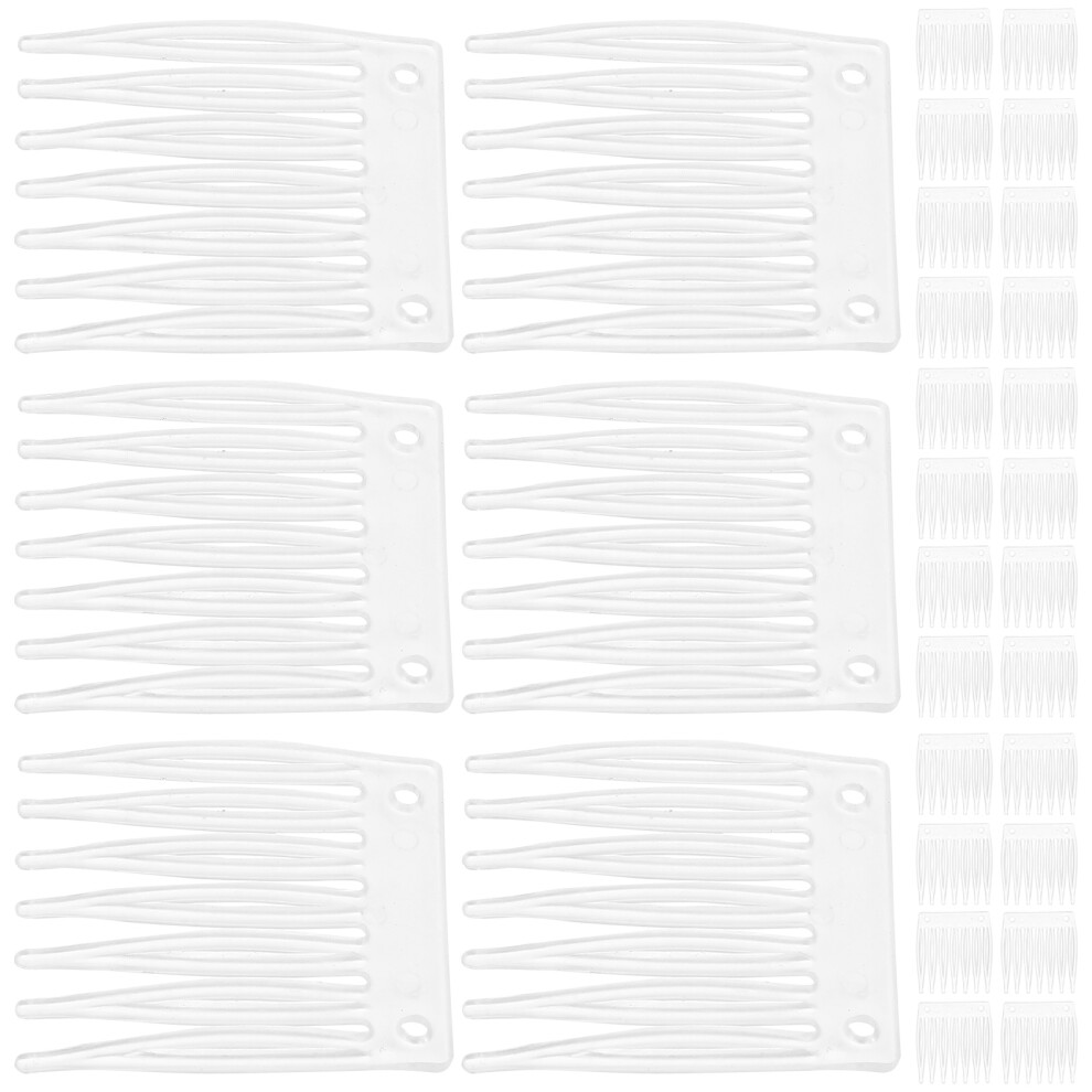 Artibetter 100Pcs White Plastic Fork Wig Clips Combs Caps Accessory