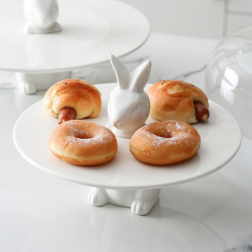 Ceramic Cake Tray With Dome Multi Functional Dessert Plate Set 1