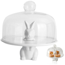 Ceramic Cake Tray With Dome Multi Functional Dessert Plate Set