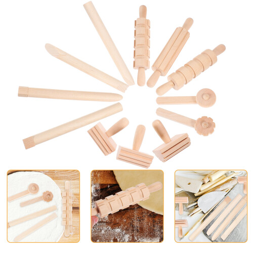 36Pièces Rouleaux En Bois Durables, Outils Pour Modelage Argile Enfant