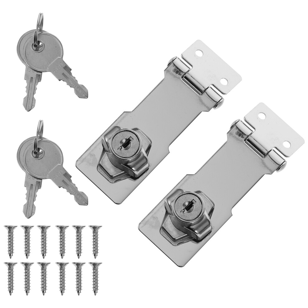 4 Pcs Keyed Hasp Locks Stainless Steel For Doors 032510852589