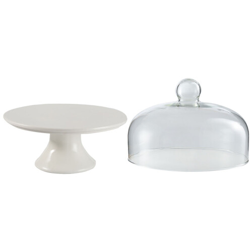 One Set Ceramic Cake Tray With Lid And Stand Serving Dish 1