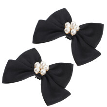 2 Pairs Shoe Clips With Bow And Pearls For Wedding Decoration
