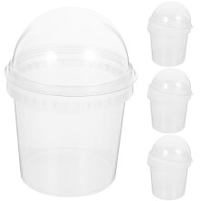 6Pcs Plastic Cups With Dome Lids For Ice Cream Snacks Popcorn