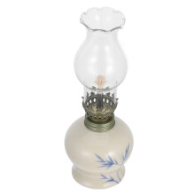 Vintage Glass Oil Lamp Refillable Ceramic Kerosene Holder For Decor