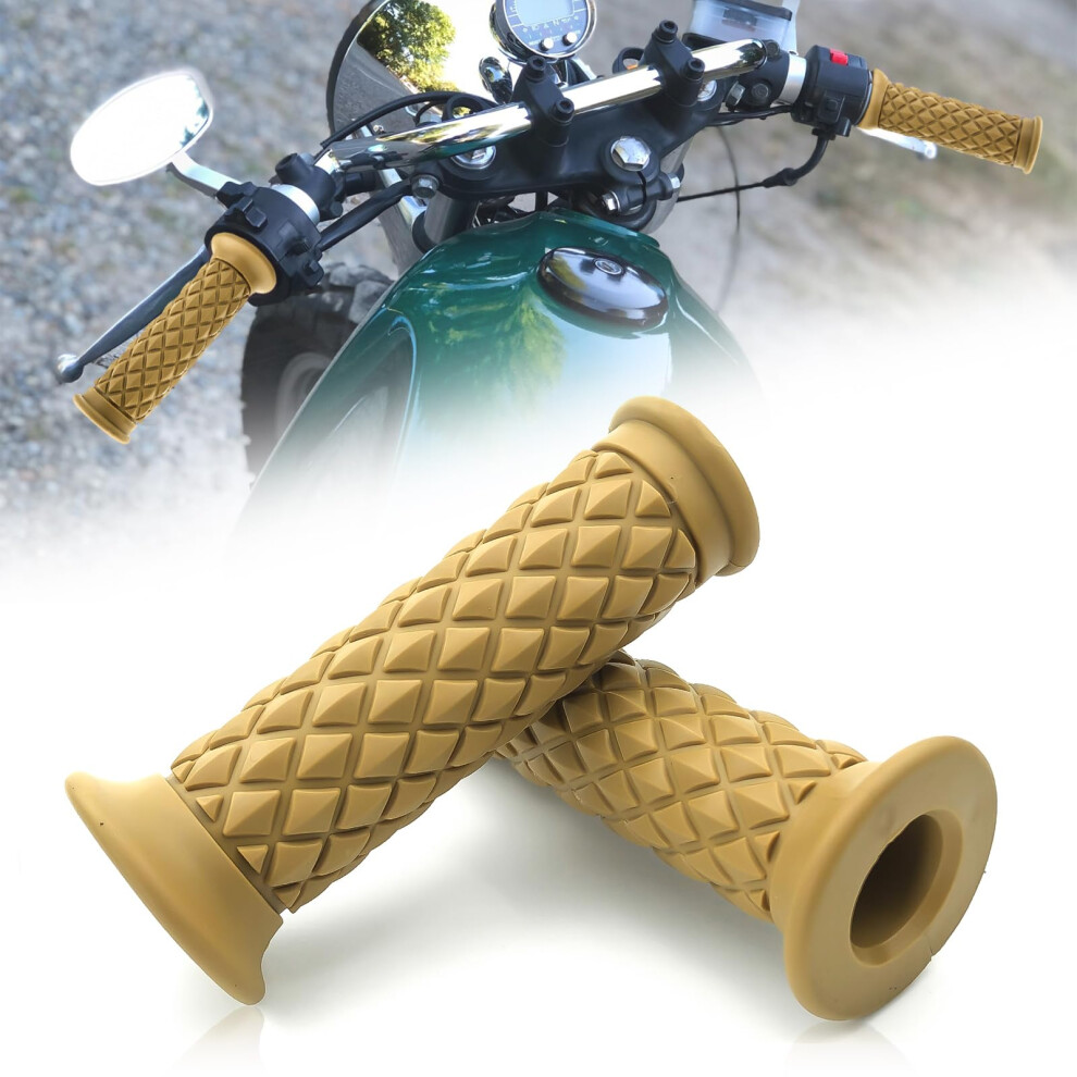 Motorcycle Grips 7/8-Inch 22Mm Rubber Bar End Thruster Grip End Open For Honda Yamaha Kawasaki Suzuki Cafe Racer Yellow 9393856118144