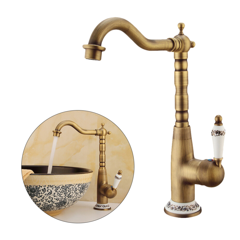 3Pcs Antique Bronze Brass Kitchen Sink Faucet Handle Lever Mixer Tap 032510857478