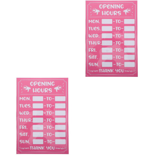 2Pcs Self-Adhesive Rewritable Business Hours Stickers Open Signs 2