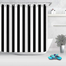 (180 x 200cm) Black and White Striped Shower Curtain - Waterproof Polyester Bathroom Decor for Stylish Showers