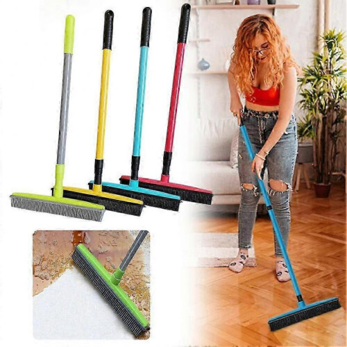 (Grey) 3-Section Telescopic Carpet Lint Broom with Long Handle for Tile & Floor Cleaning