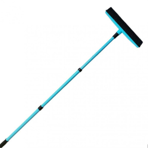 (Blue) 3-Section Telescopic Carpet Lint Broom with Long Handle for Tile & Floor Cleaning