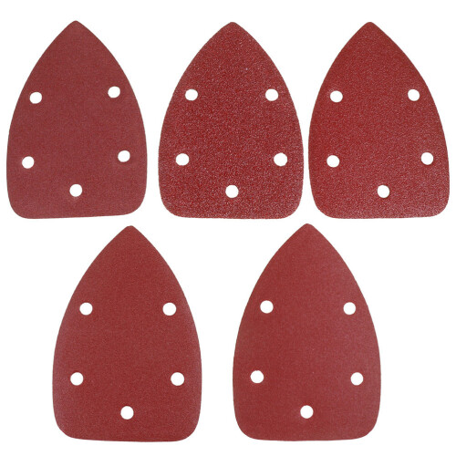 120 Pcs Triangle Sand Paper With Holes Flocking Self Adhesive Dark Red