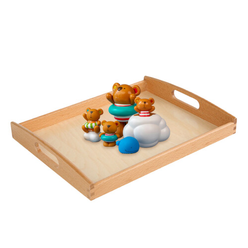 2Pcs Premium Wood Tray with Handles Khaki for Storage