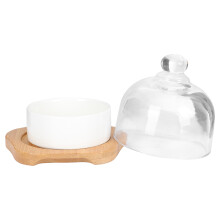 One Set Ceramic Baking Bowl With Lid For Cake Pudding Dessert