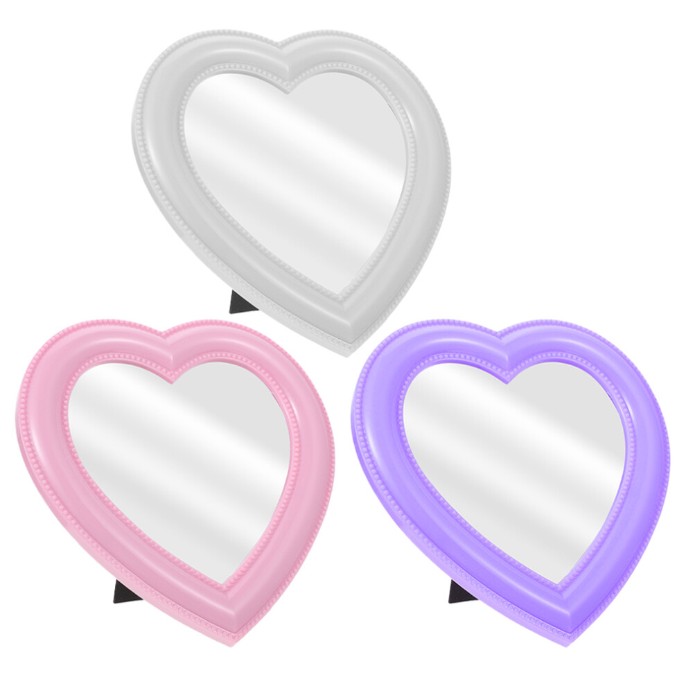Artibetter Light 3Pcs Heart Shaped Wall Desktop Travel Mirror For Cosmetic Use