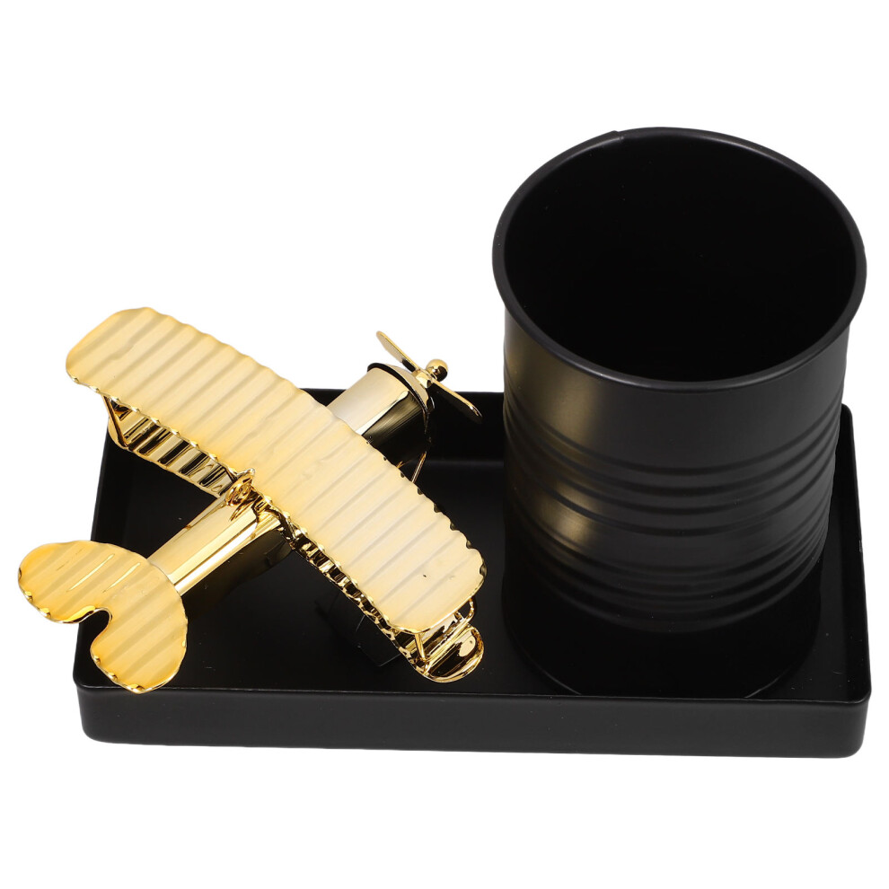 Photos - Other Furniture 3Pcs Creative Metal Airplane Model Pen Holder Retro Desktop Organizer