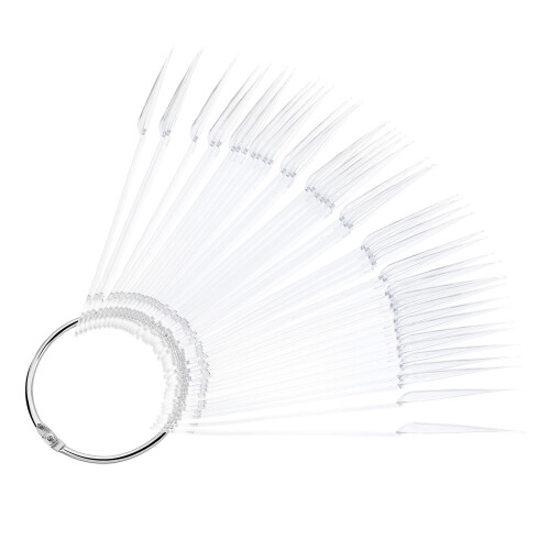100Pcs Fan-Shaped False Nail Tips With Ring Holder