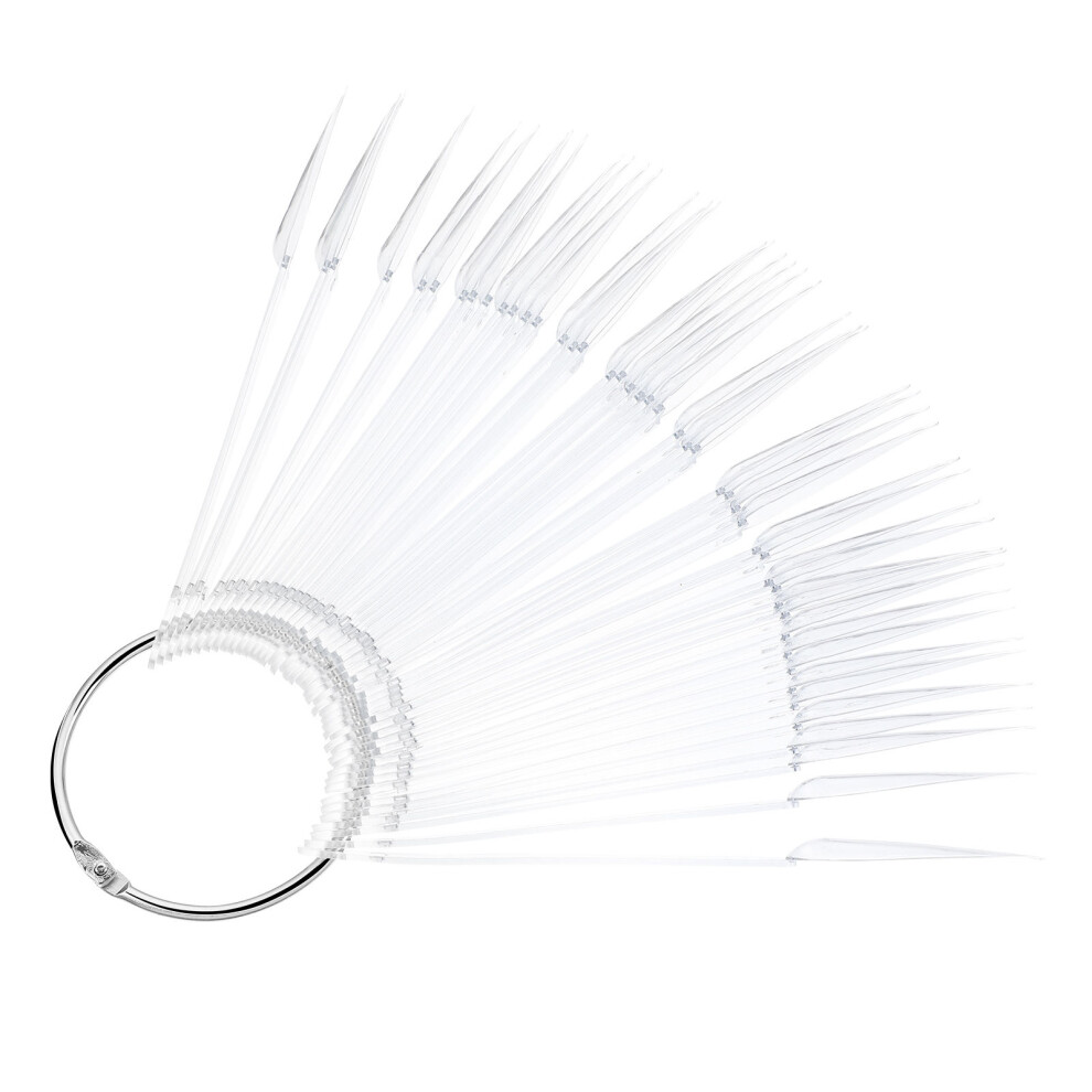 Villcase 100Pcs Fan-Shaped False Nail Tips With Ring Holder