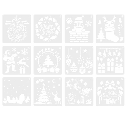24 Pcs Christmas Painting Stencil Template Reusable Drawing Set