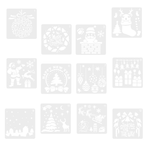 24 Pcs Christmas Painting Stencil Template Reusable Drawing Set 1