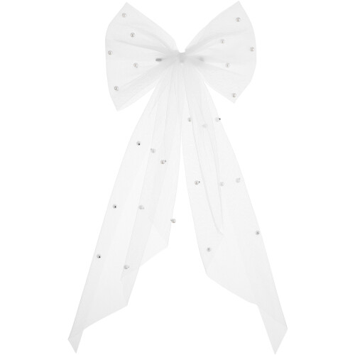 Hair Bow Veil Bridal Clip Short Mesh Bachelorette Accessory