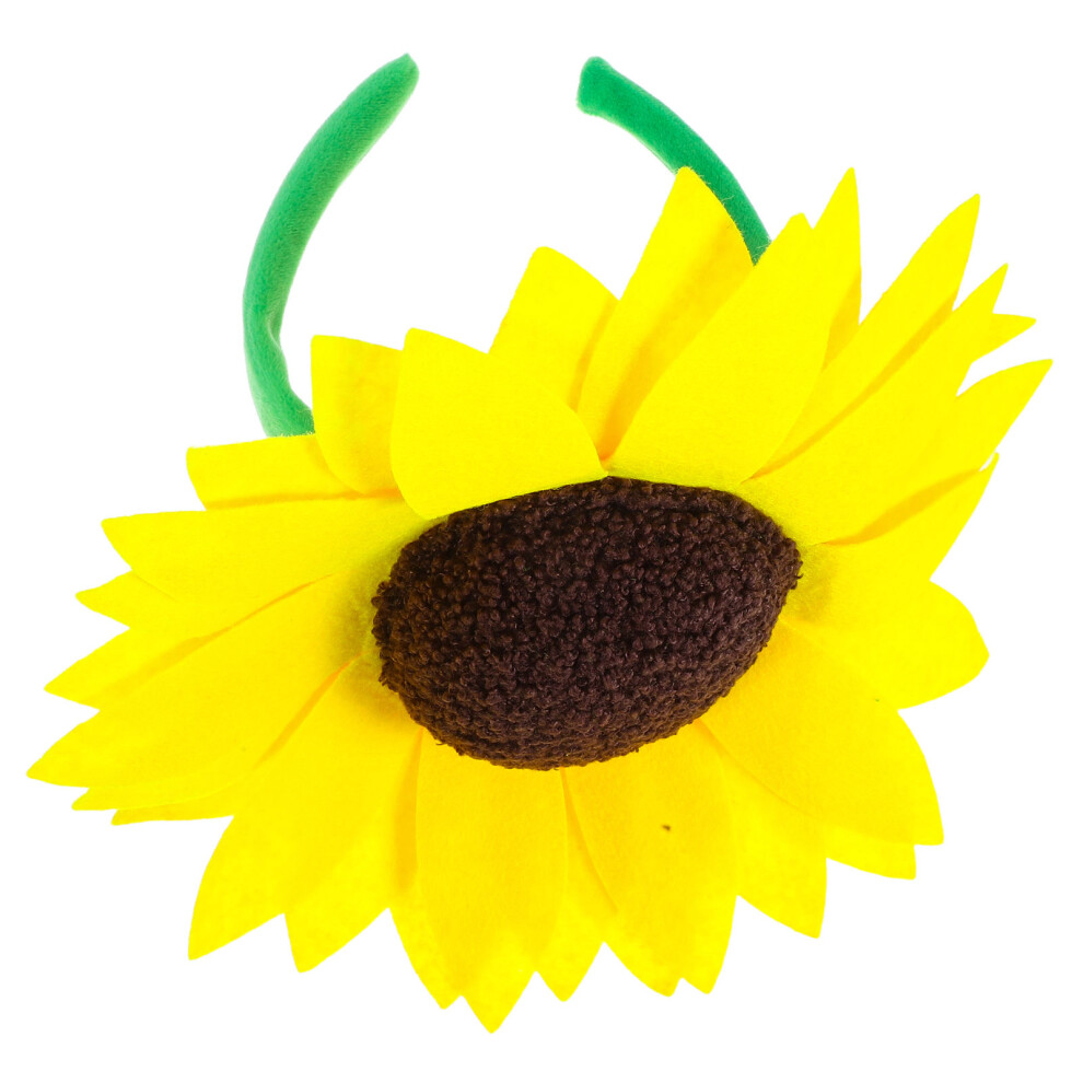 Ohphcall Unisex 2Pcs Sunflower Headband Women Fabric Floral Hair Accessory For Party