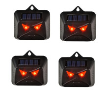 Animal Repeller 4-Pack Solar Powered Motion-Activated Deterrent With Flashing LED Predator Eyes For Deer Raccoon Skunk