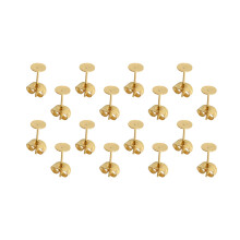 25 Pairs 6Mm Stainless Steel Earrings Backs Flat Pad Golden