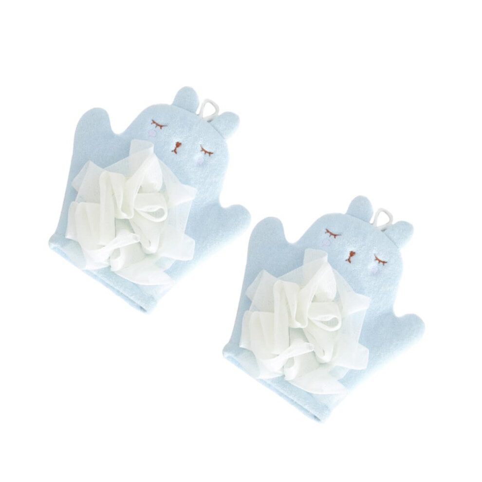 Bath Gloves 2-Pack For Kids, Sponge Scrubber For Shower Exfoliation, Soft Gentle Loofahs, Eczema Relief