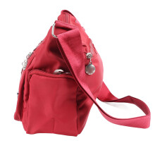 Women Waterproof Nylon Large Capacity Messenger Bag Red M