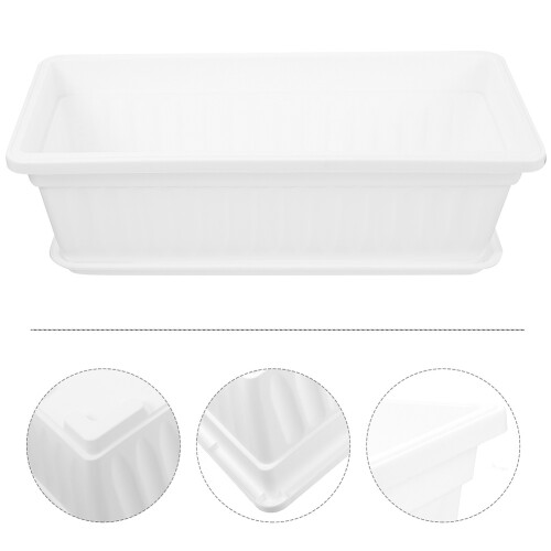 3 Sets White Planter Pot Large Succulent Basin With Tray 1