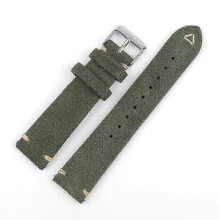 (19mm black buckle, green) Vintage Suede Leather Watch Band 18mm 19mm 20mm 22mm Blue Grey Handmade Replacement Strap for ing Watch