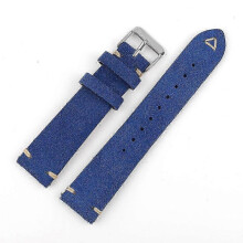 (19mm gold buckle, dark blue) Vintage Suede Leather Watch Band 18mm 19mm 20mm 22mm Blue Grey Handmade Replacement Strap for ing Watch
