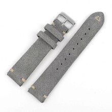 (19mm black buckle, gray) Vintage Suede Leather Watch Band 18mm 19mm 20mm 22mm Blue Grey Handmade Replacement Strap for ing Watch