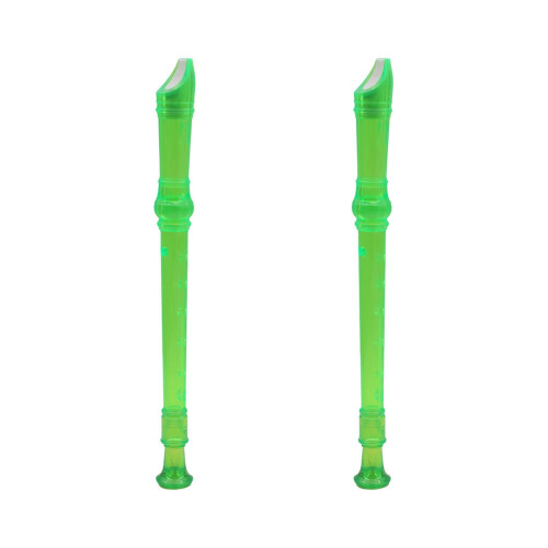 2Pcs 8 Hole ABS Transparent Soprano Recorder Flute Green 1