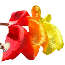Silk Fan Veils 1 Pair Real Silk Belly Dance Veils, Classic Size 120x90 Cm, Bamboo Fan Veil Dancer Show Props Color3